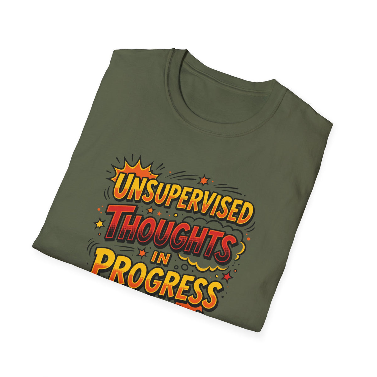 T-Shirt — "Unsupervised Thoughts in Progress" Retro Comic Graphic
