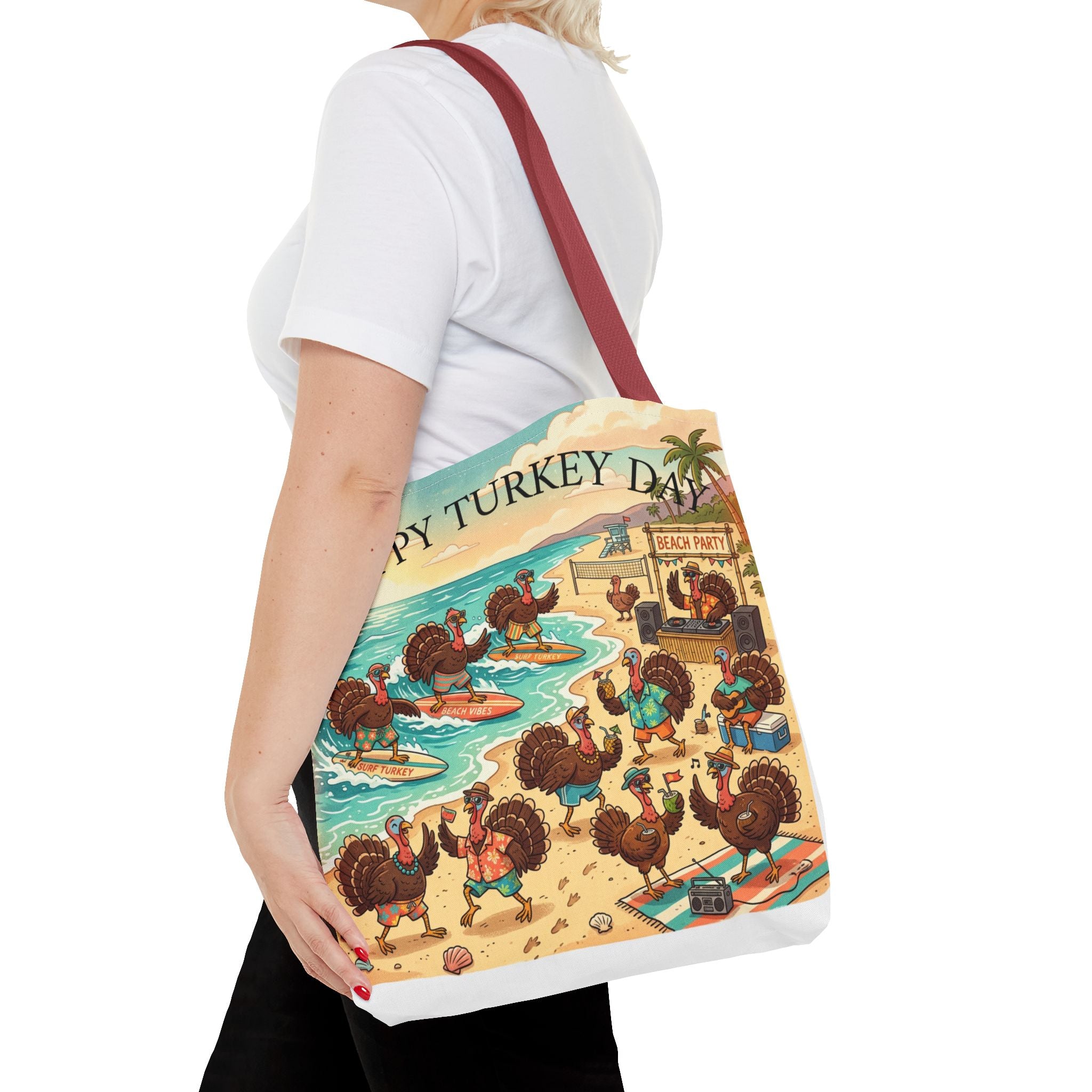 Turkeys Beach Tote Bag – Funny Thanksgiving Summer Beach Tote