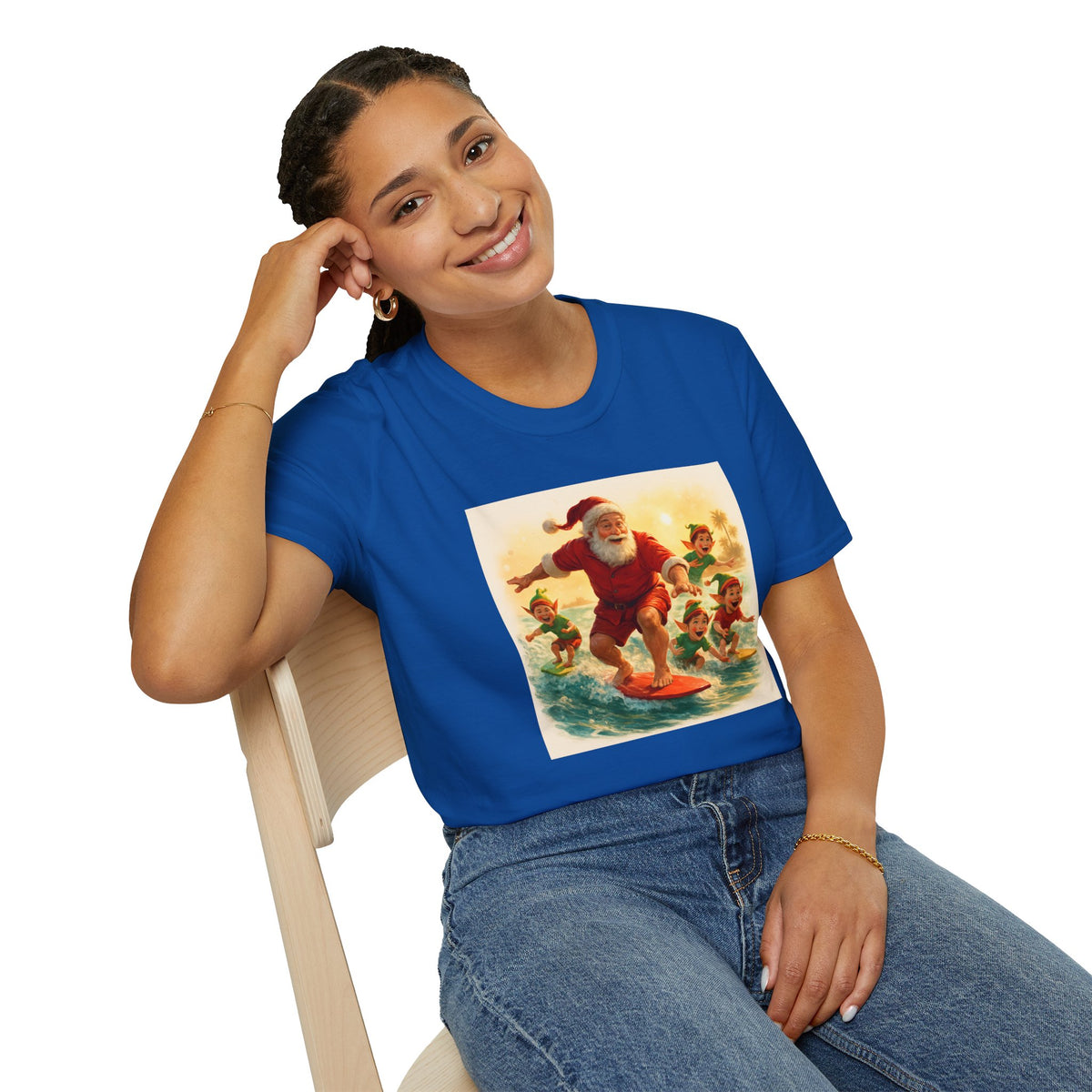 Surfing Santa Vintage Christmas T-Shirt