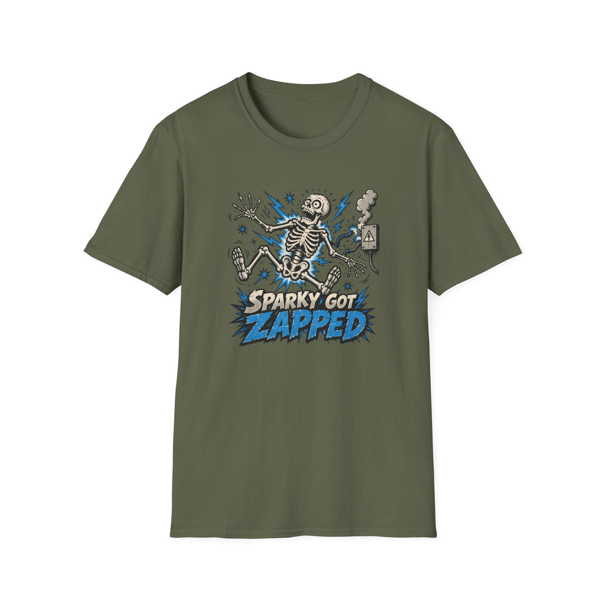 Sparky Got Zapped Skeleton Lightning T-Shirt