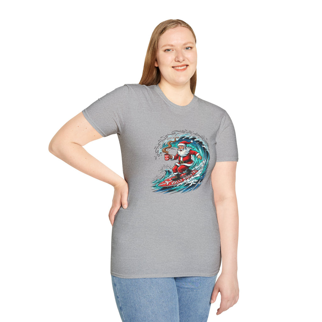 Santa Surfing T-Shirt — Surfing Santa Christmas Tee