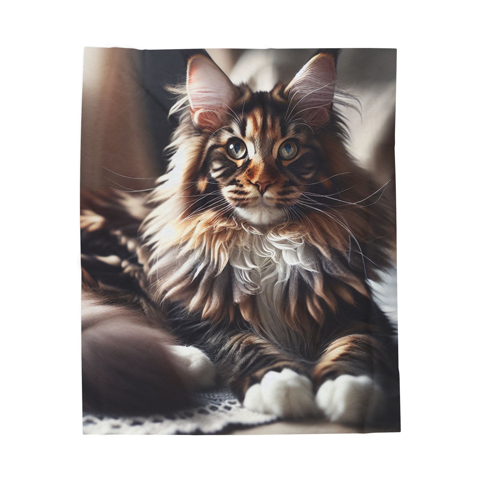 Velveteen Plush Blanket - Maine Coon Cat 2
