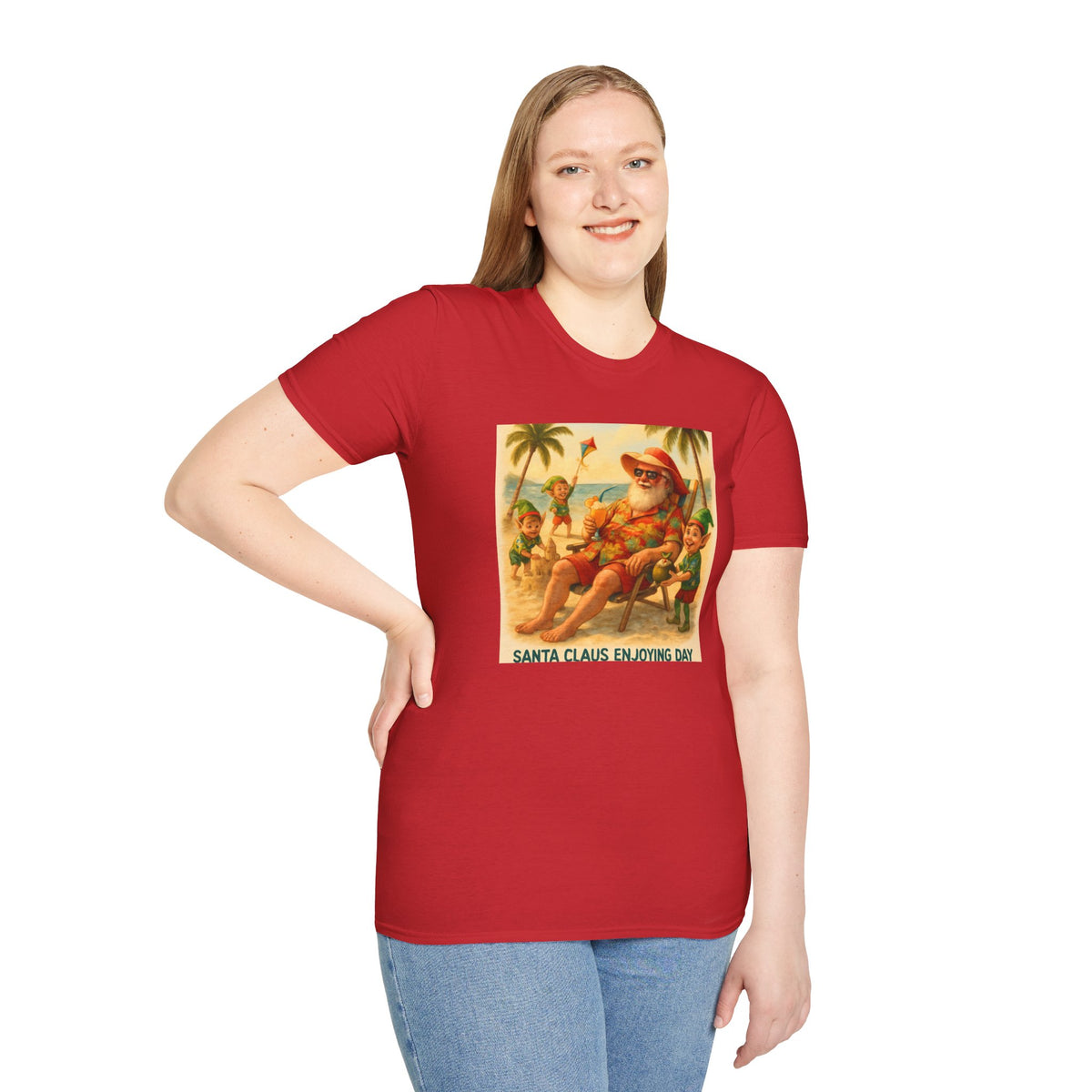 Santa Claus Enjoying Day T-Shirt – Retro Beach Holiday Tee