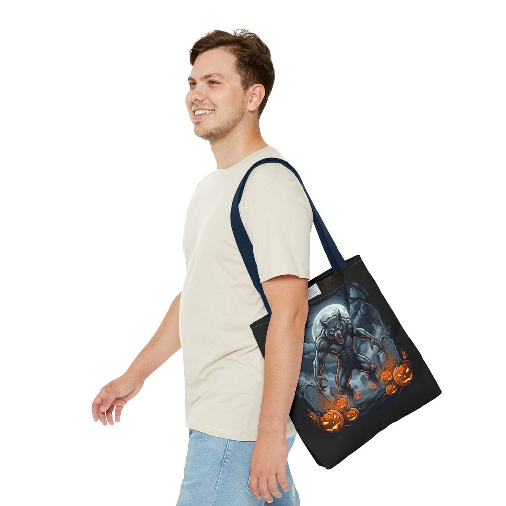 Werewolf Halloween Tote Bag — Full Moon Pumpkin Horror AOP Tote