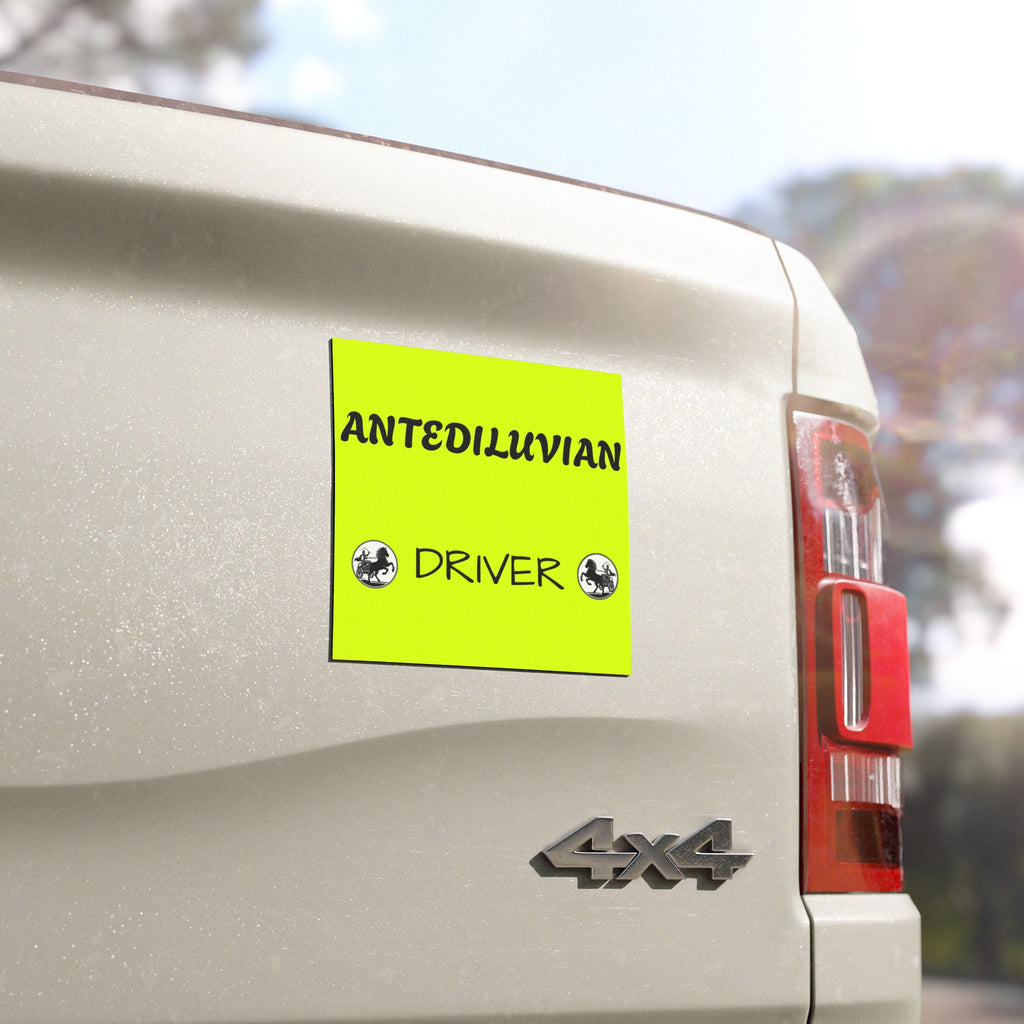 Antediluvian Driver Funny Slow & Steady Car Magnet – Yellow