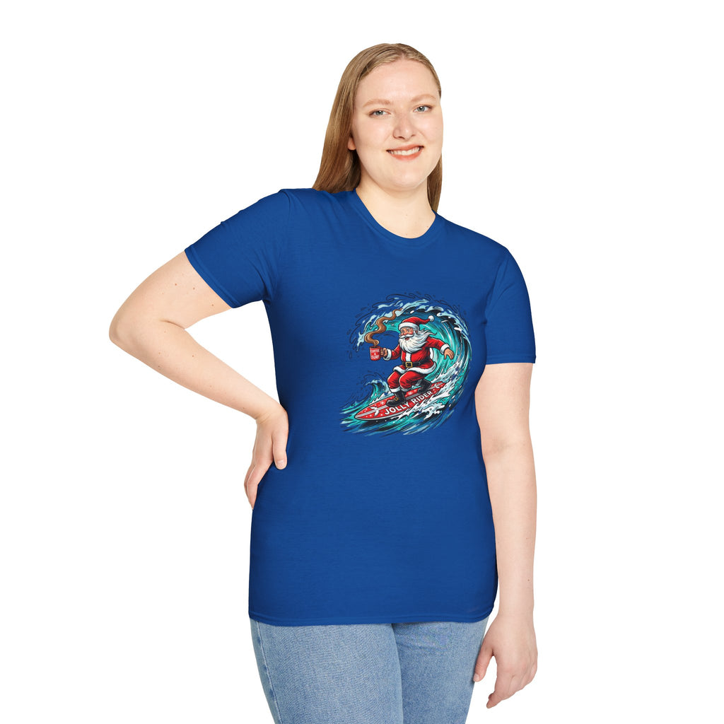 Santa Surfing T-Shirt — Surfing Santa Christmas Tee