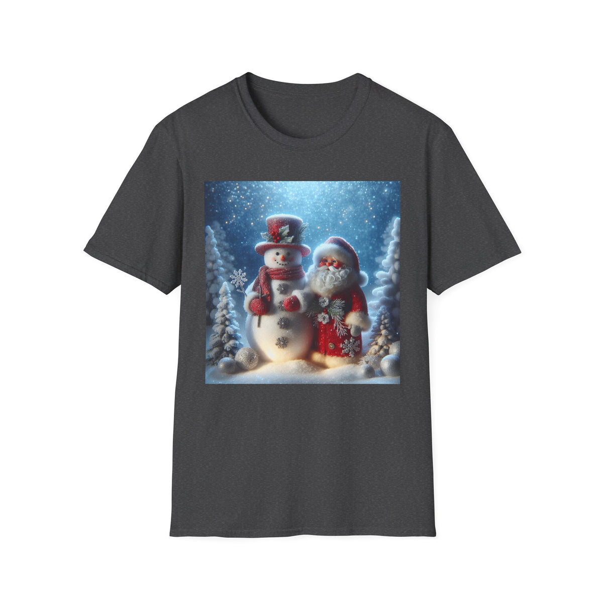 Christmas Santa & Snowman T-Shirt — Holiday Winter Scene Tee