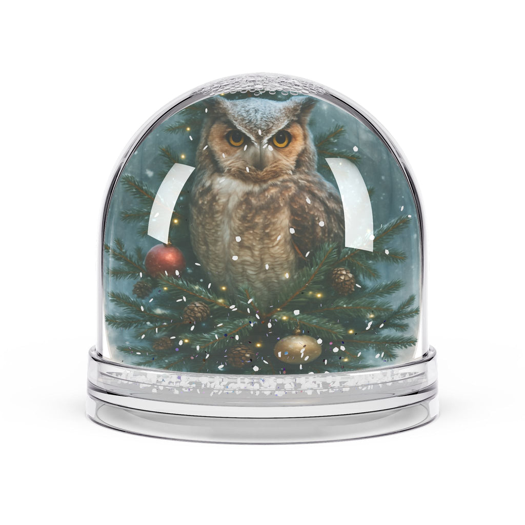 Owl in Christmas Tree Snow Globe — Festive Winter Home Decor Gift
