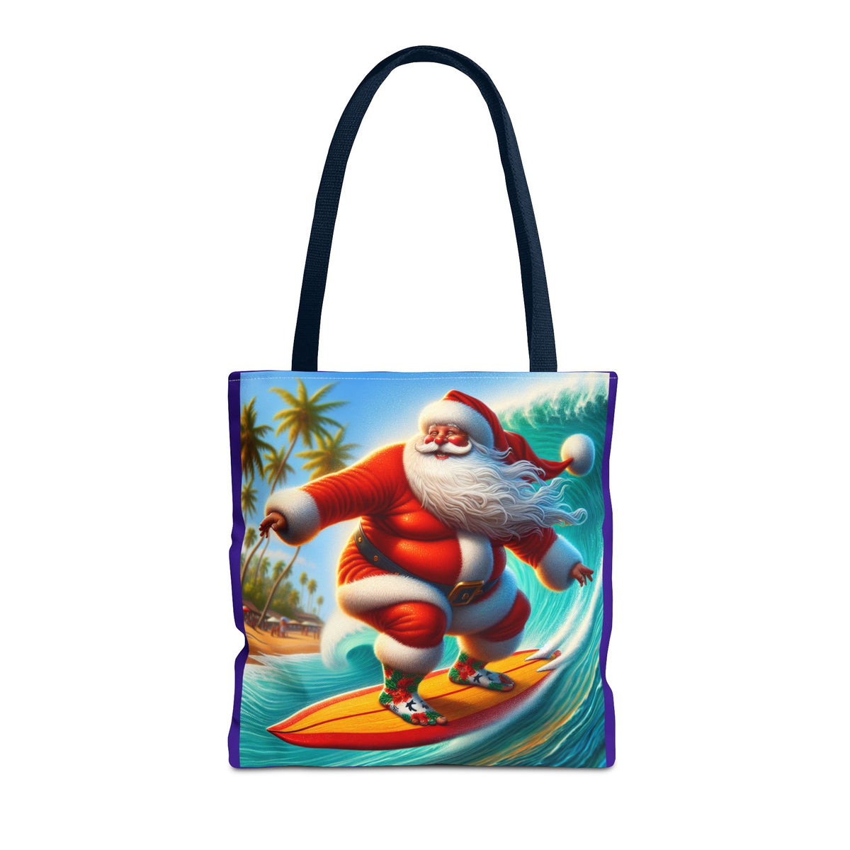 Surfing Santa Tote Bag — Tropical Christmas Beach Holiday Tote