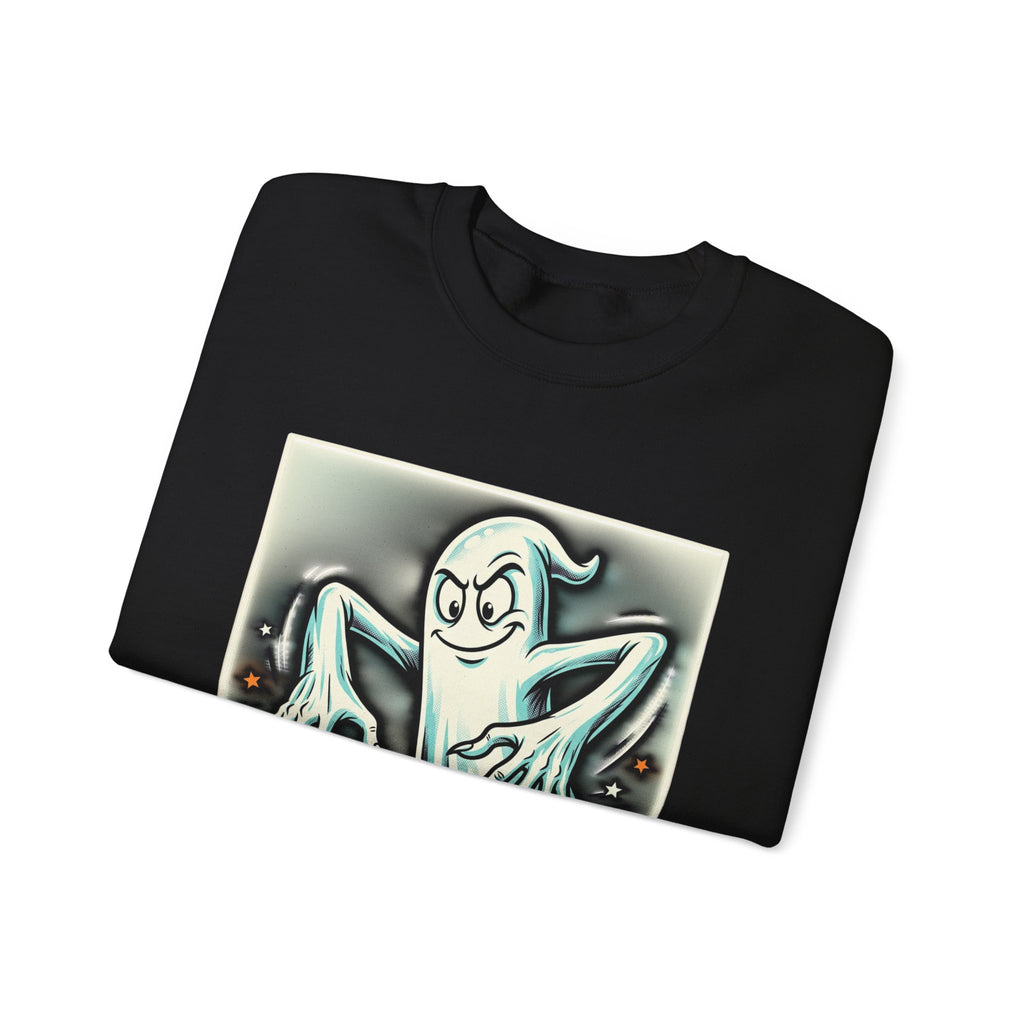 Candy Ghost Halloween Crewneck Sweatshirt — Retro Spooky Ghost with Candy Corn