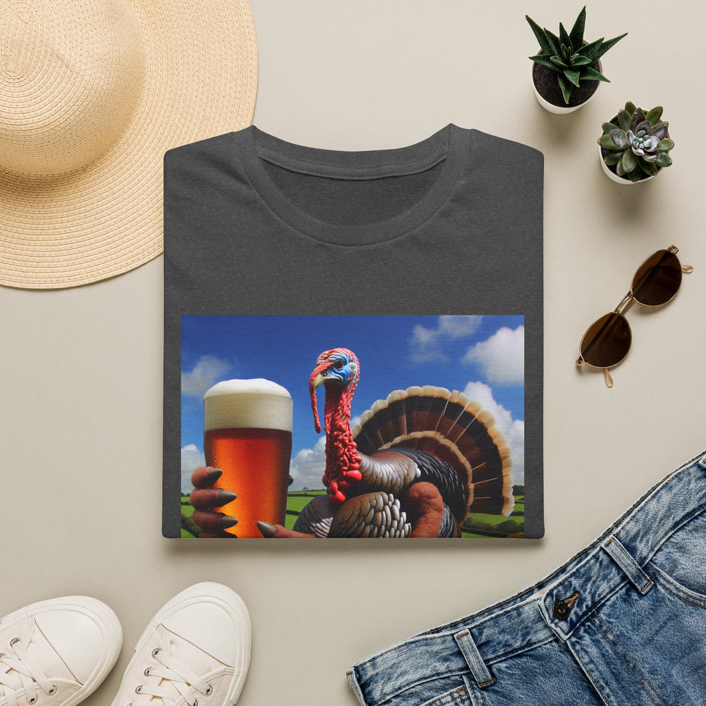 Thankful Turkey Beer T-Shirt — Funny Thanksgiving Turkey Holding Pint Tee