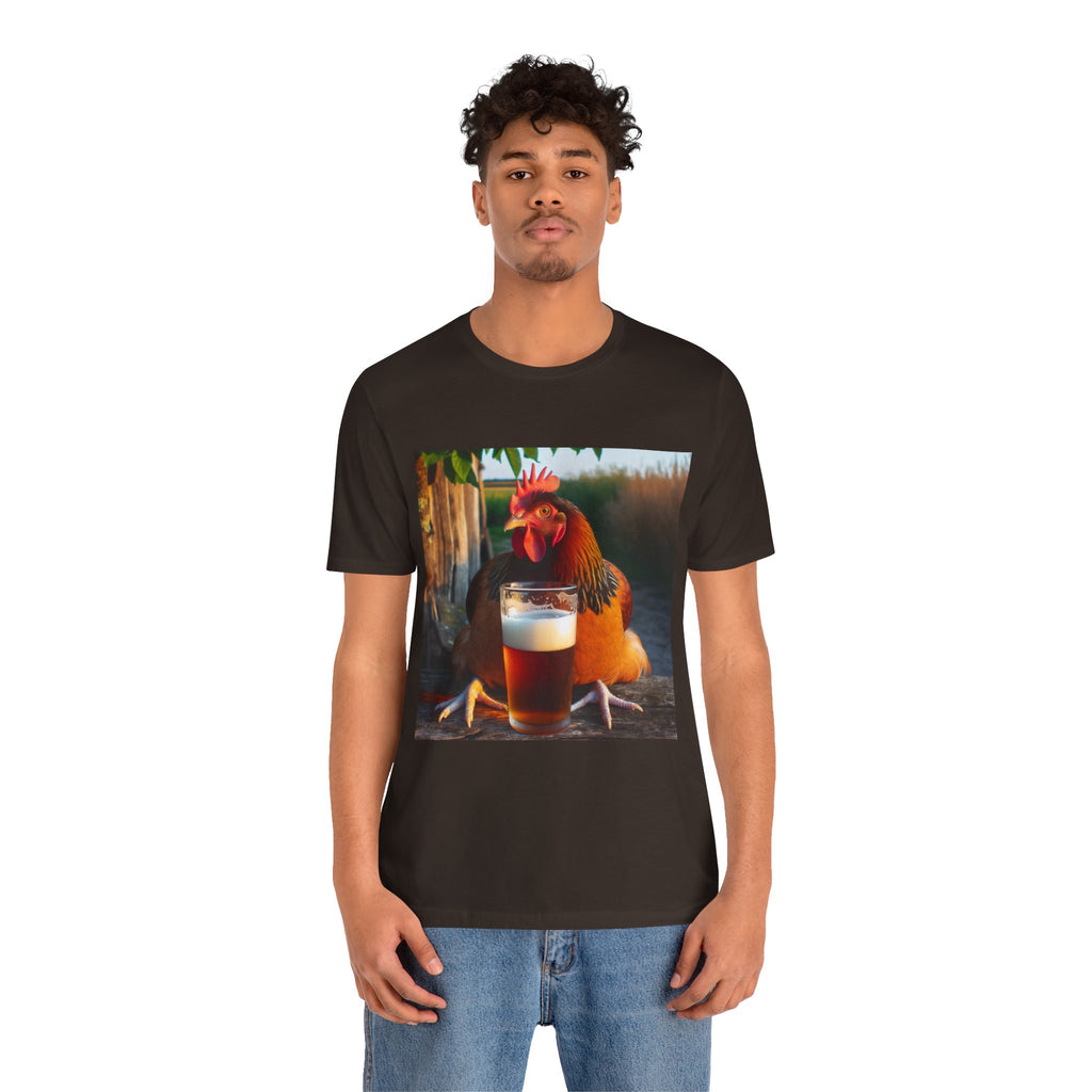 Funny Rooster with Beer Graphic Unisex T-Shirt