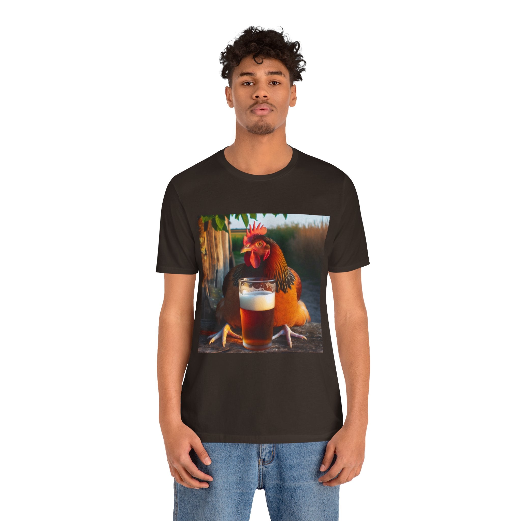 Funny Rooster with Beer Graphic Unisex T-Shirt