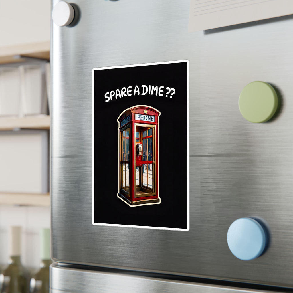 Spare a Dime? Vintage Phone Booth Kiss-Cut Vinyl Sticker