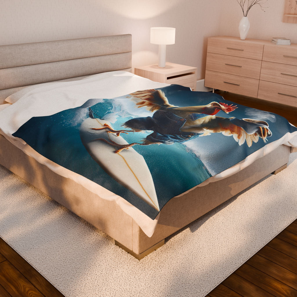 Velveteen Plush Blanket - Rooster Surfing