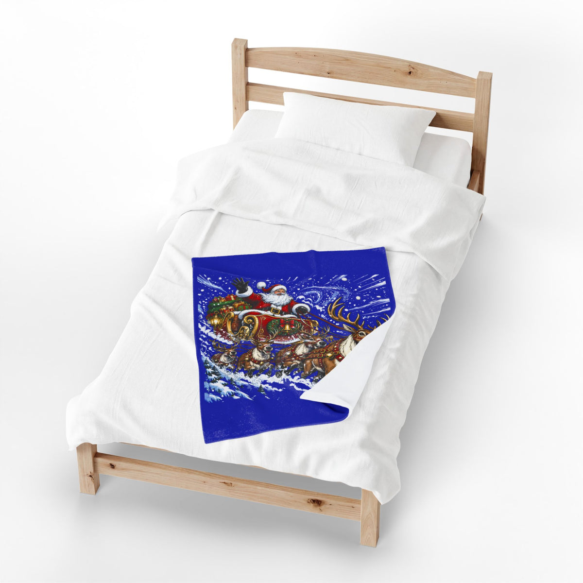 Santa’s Sleigh Christmas Velveteen Plush Blanket