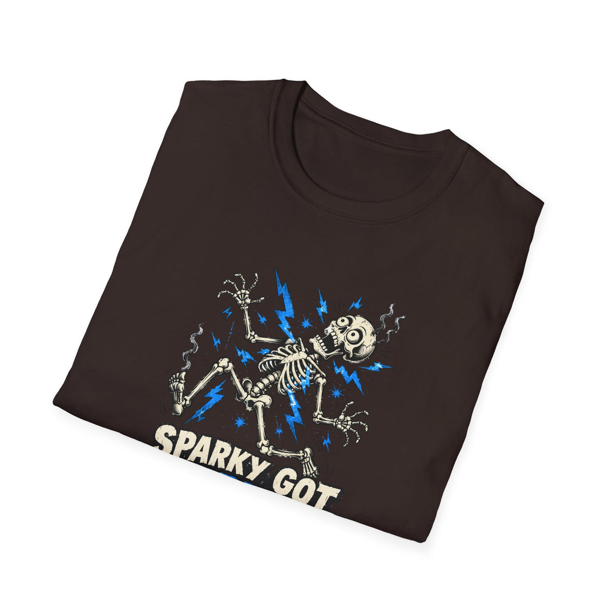 Sparky Got Zapped Skeleton Graphic T-Shirt