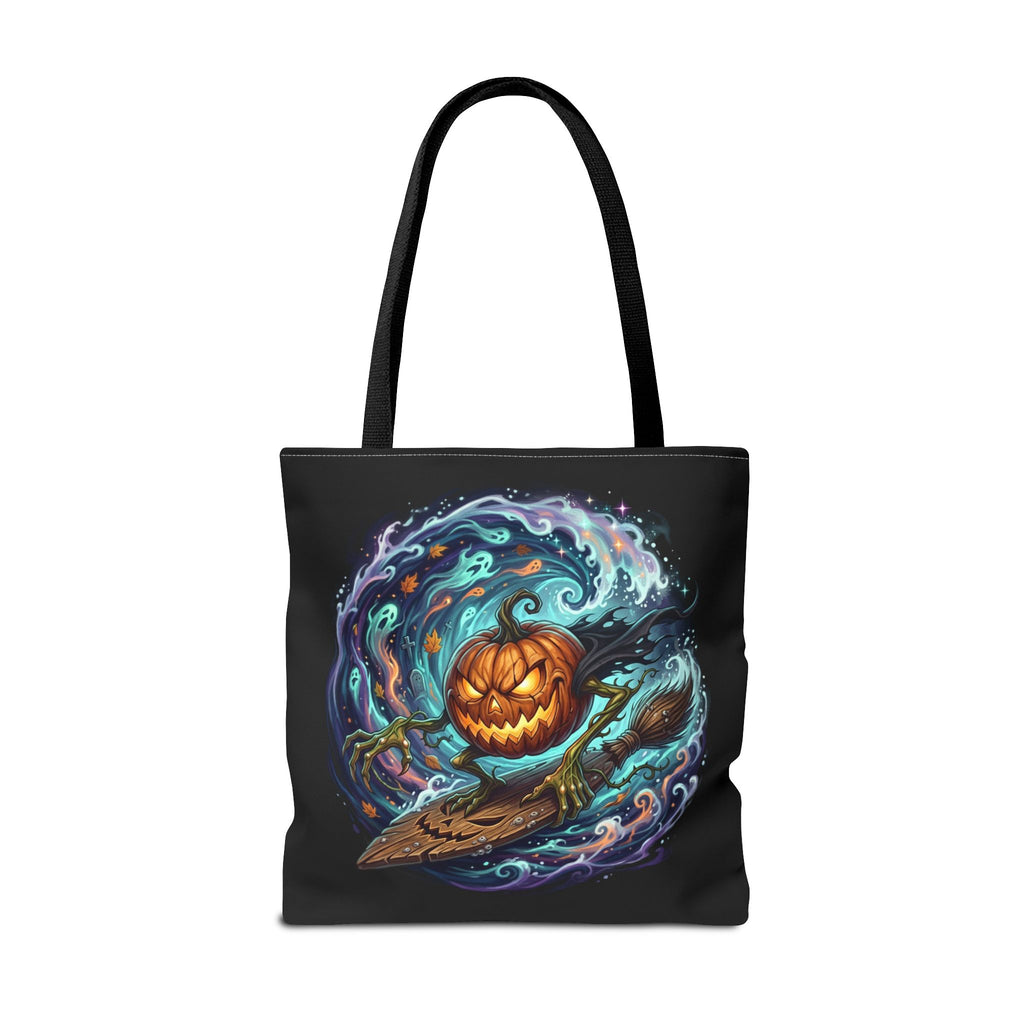 Halloween Surfing Pumpkin Tote Bag — Spooky Jack-o'-Lantern Beach Wave Tote