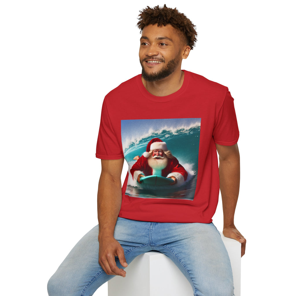 Surfing Santa T-Shirt — Funny Christmas Surf Holiday Tee
