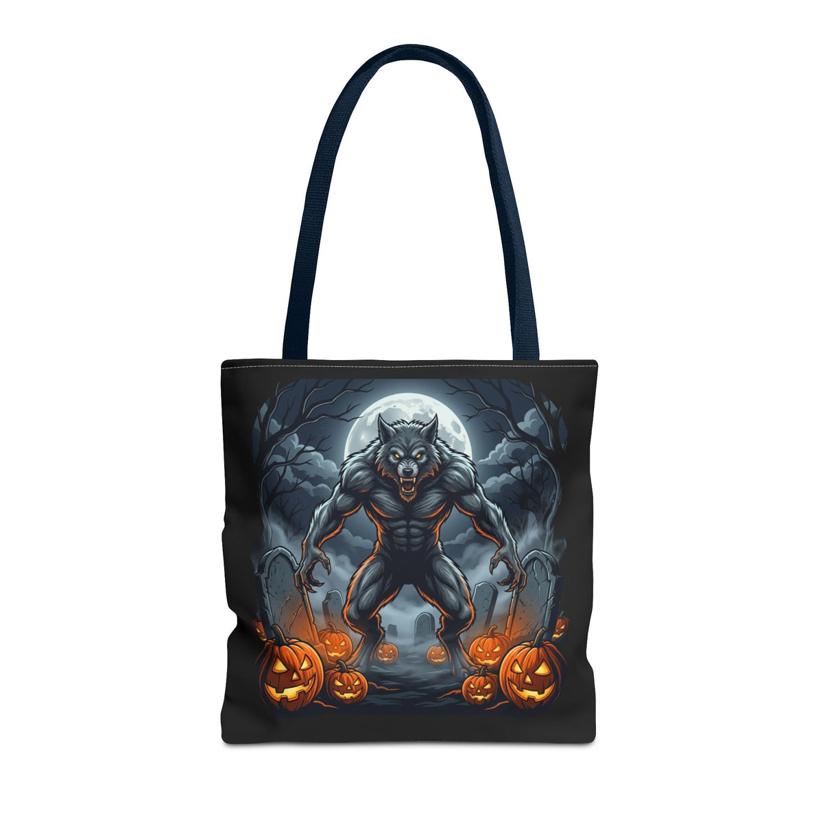 Werewolf Halloween Tote Bag — Full Moon Pumpkin Horror AOP Tote