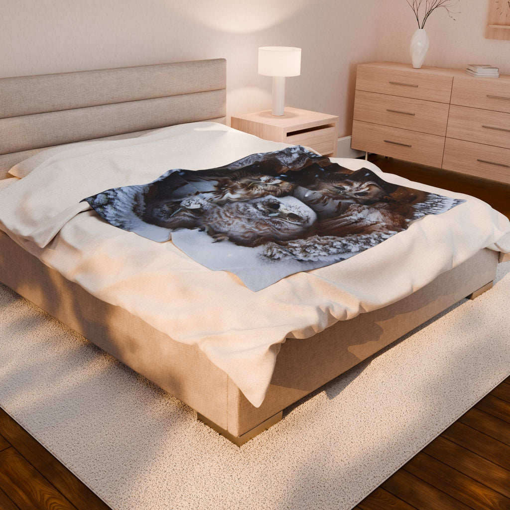 Velveteen Plush Blanket - Owls