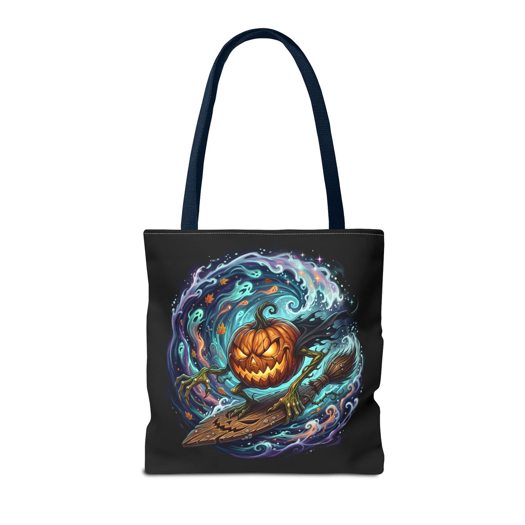 Halloween Surfing Pumpkin Tote Bag — Spooky Jack-o'-Lantern Beach Wave Tote