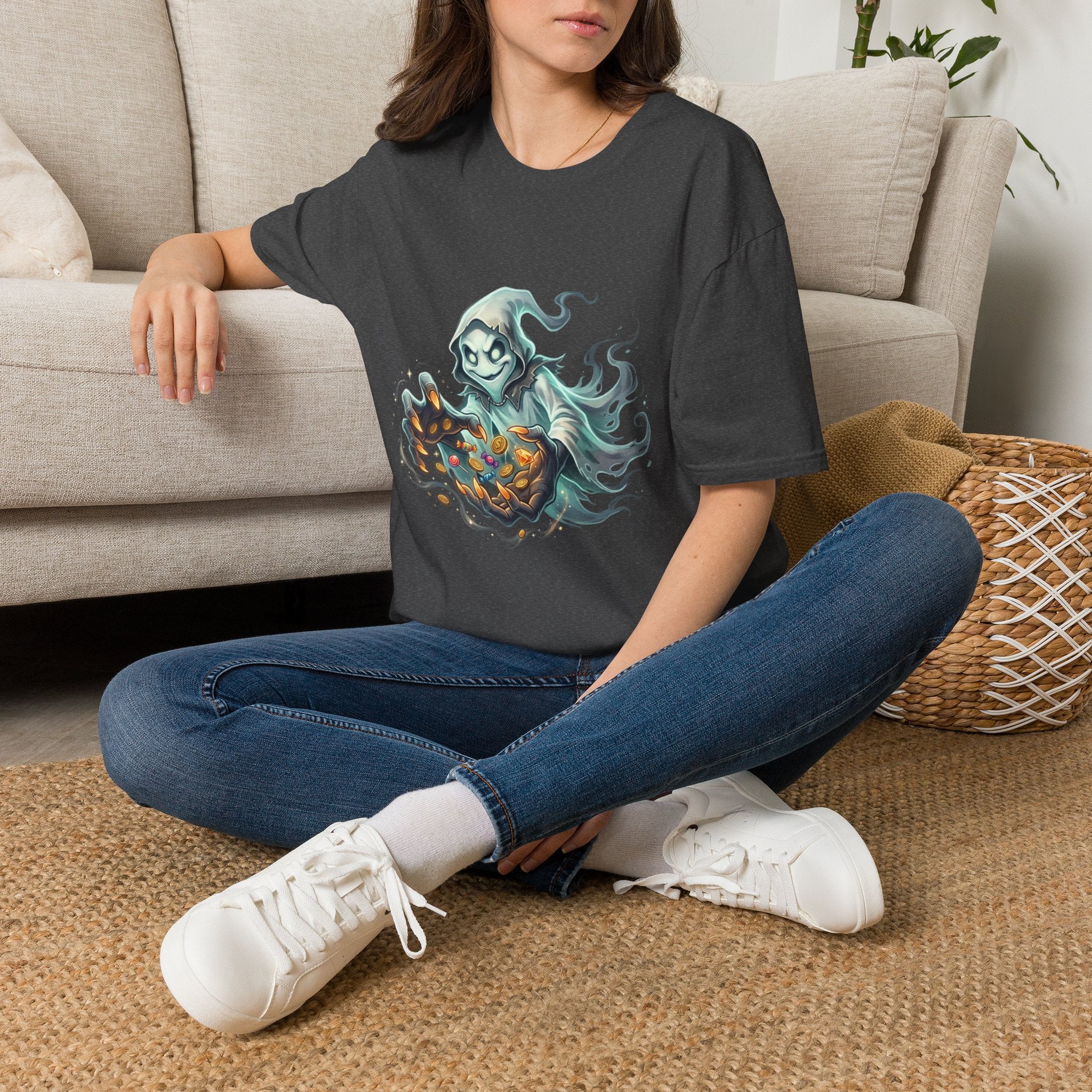 Hooded Ghost Halloween Unisex Softstyle T-Shirt