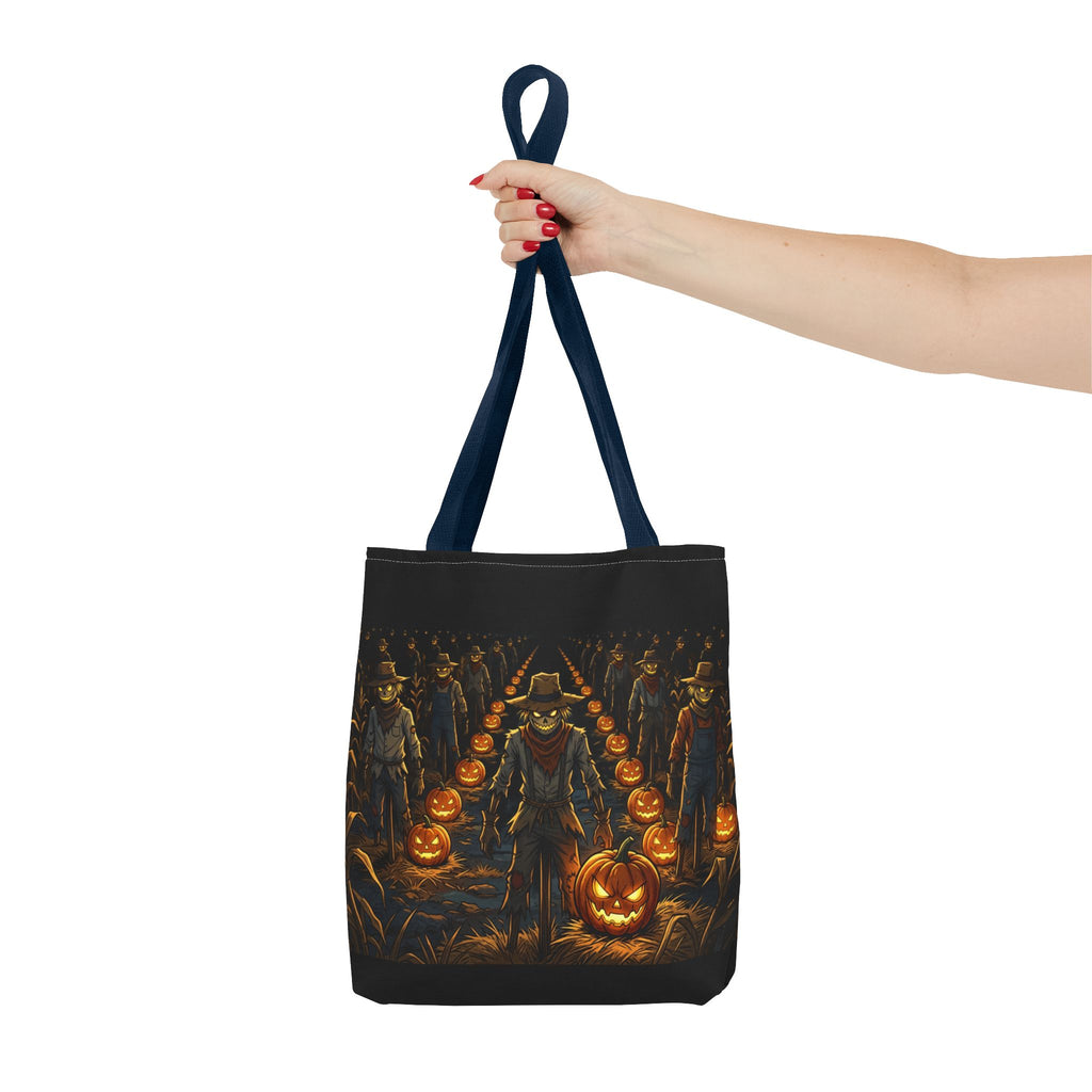 Halloween Scarecrow Parade Tote Bag – Spooky Pumpkin Field All-Over Print Tote
