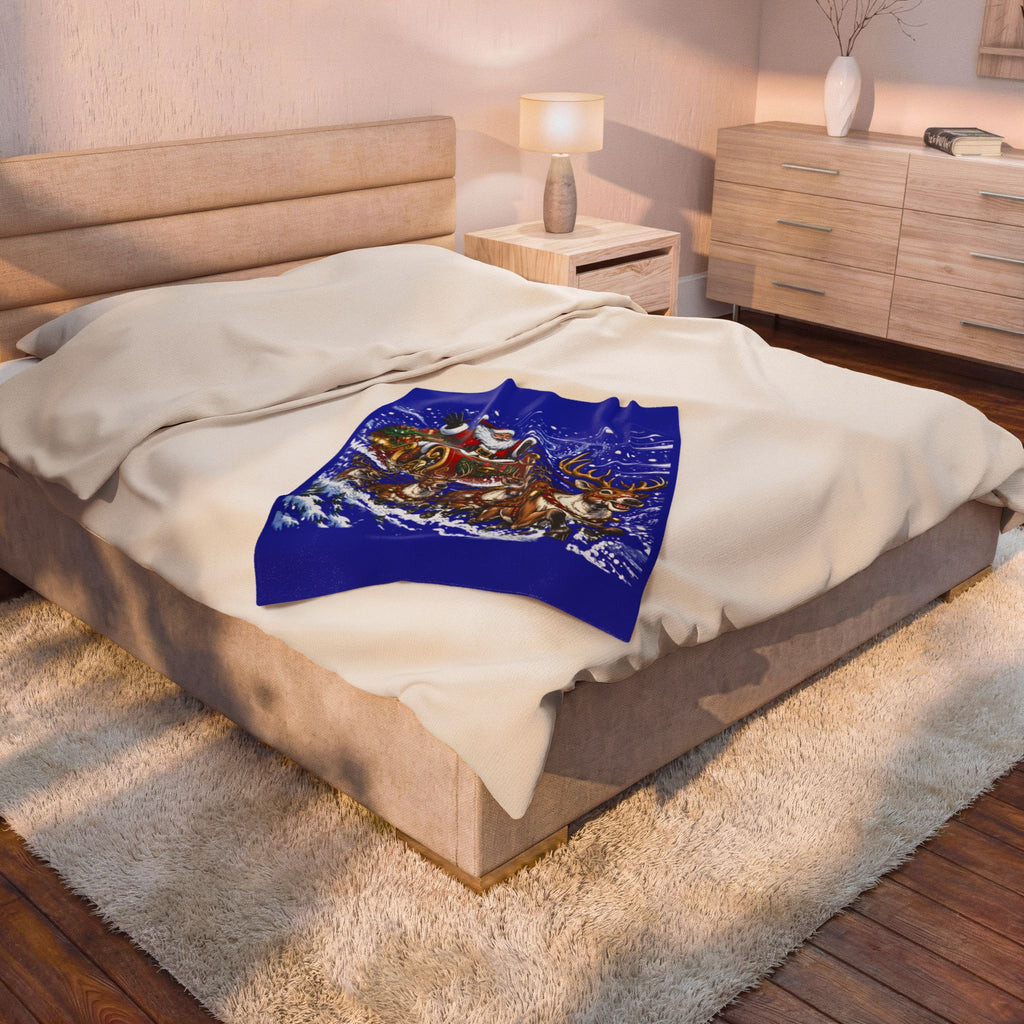 Santa’s Sleigh Christmas Velveteen Plush Blanket
