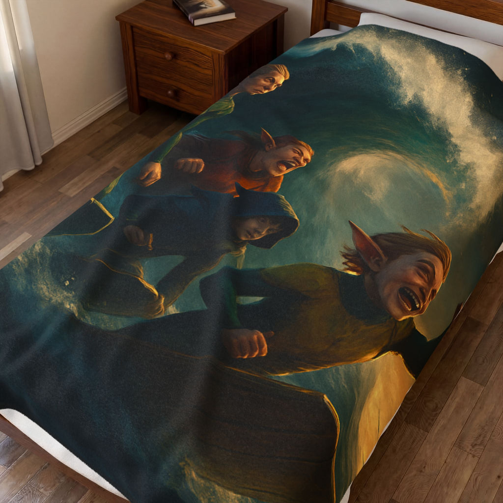 Santa’s Surfing Elves Velveteen Plush Blanket