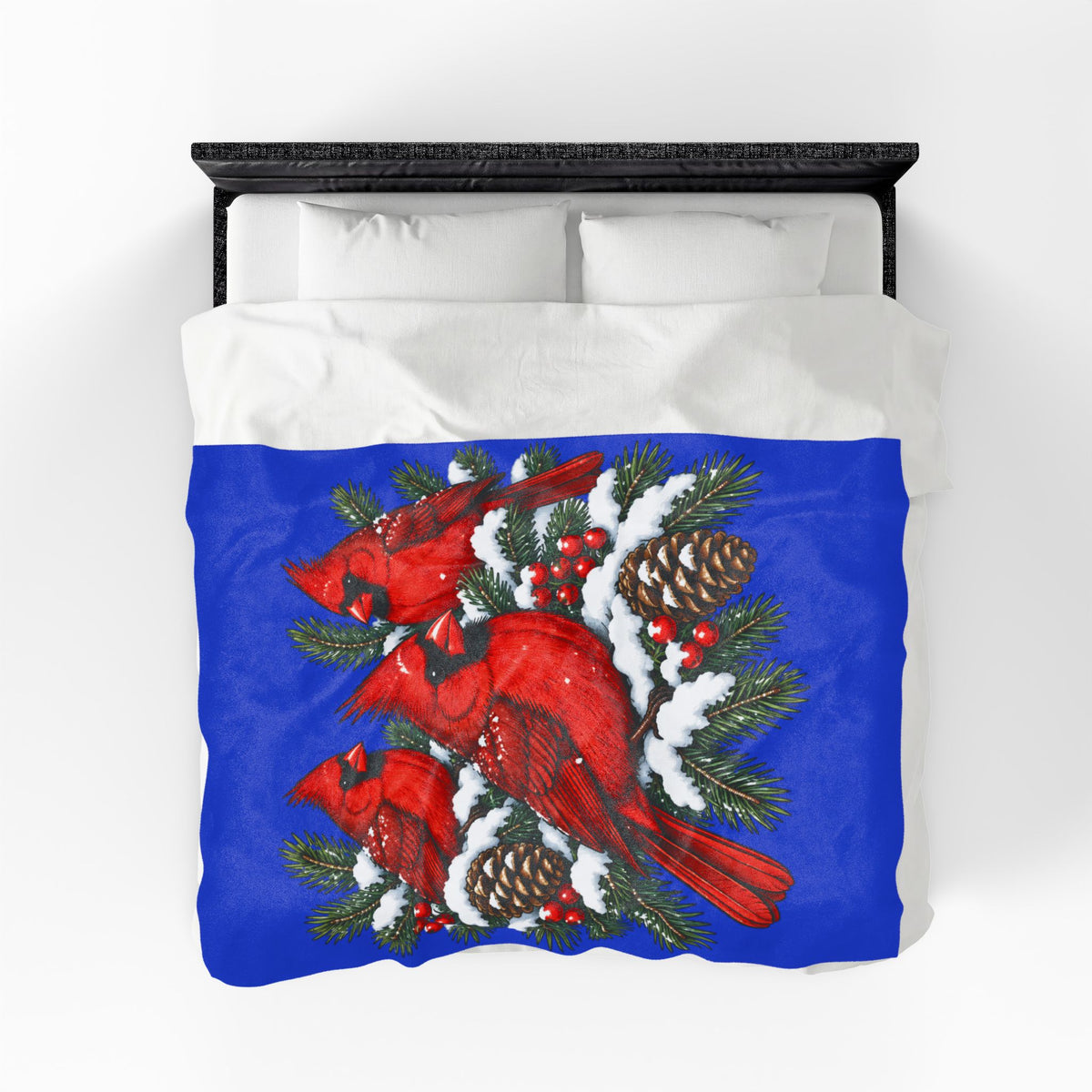 Cardinal Christmas Velveteen Plush Blanket