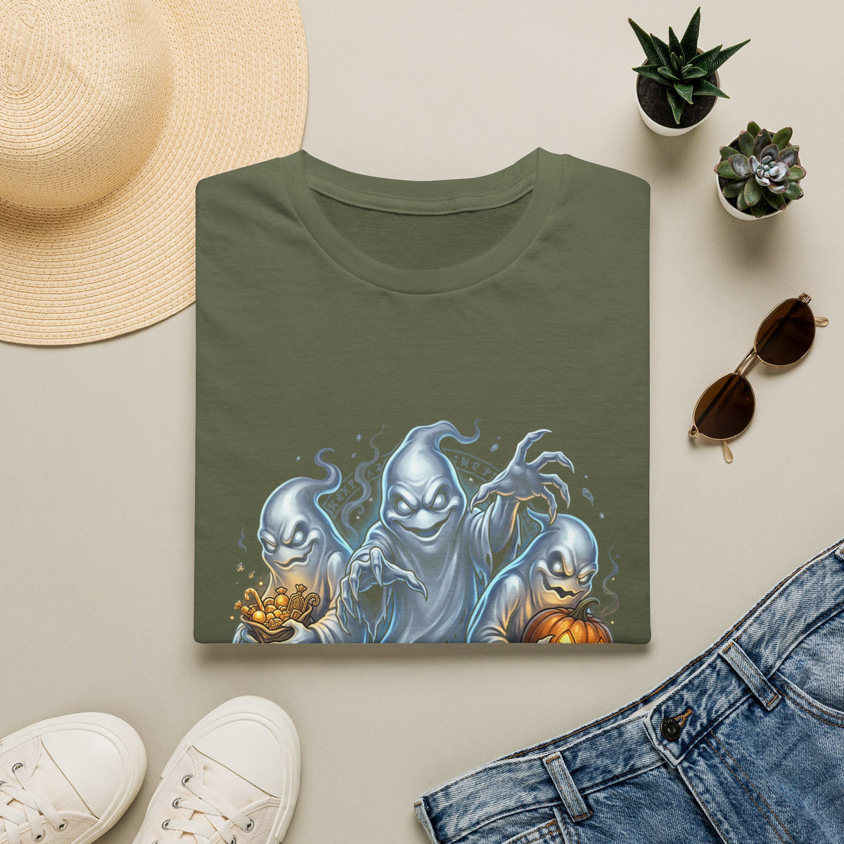 Three Menacing Ghosts Halloween Unisex Softstyle T-Shirt