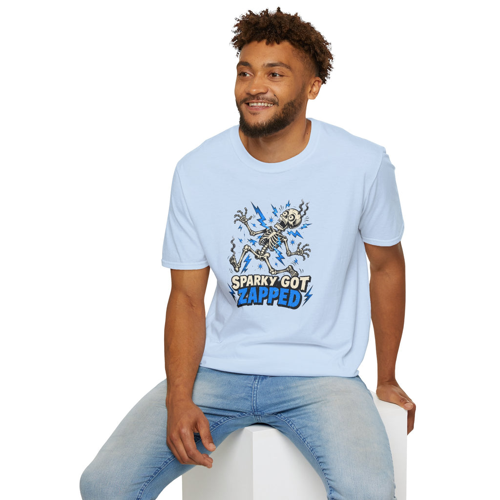 Sparky Got Zapped Skeleton Graphic T-Shirt