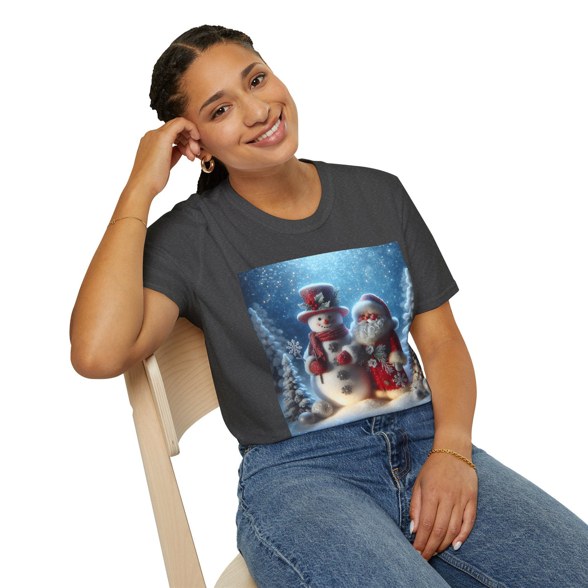 Christmas Santa & Snowman T-Shirt — Holiday Winter Scene Tee