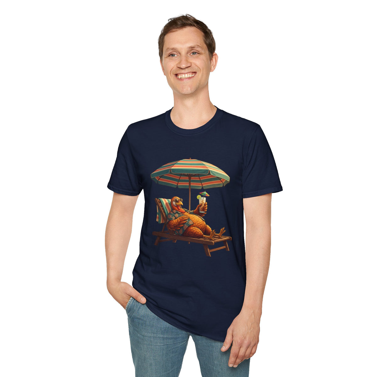 Beach Dog T‑Shirt — Relaxing Dachshund Under Umbrella Graphic Tee