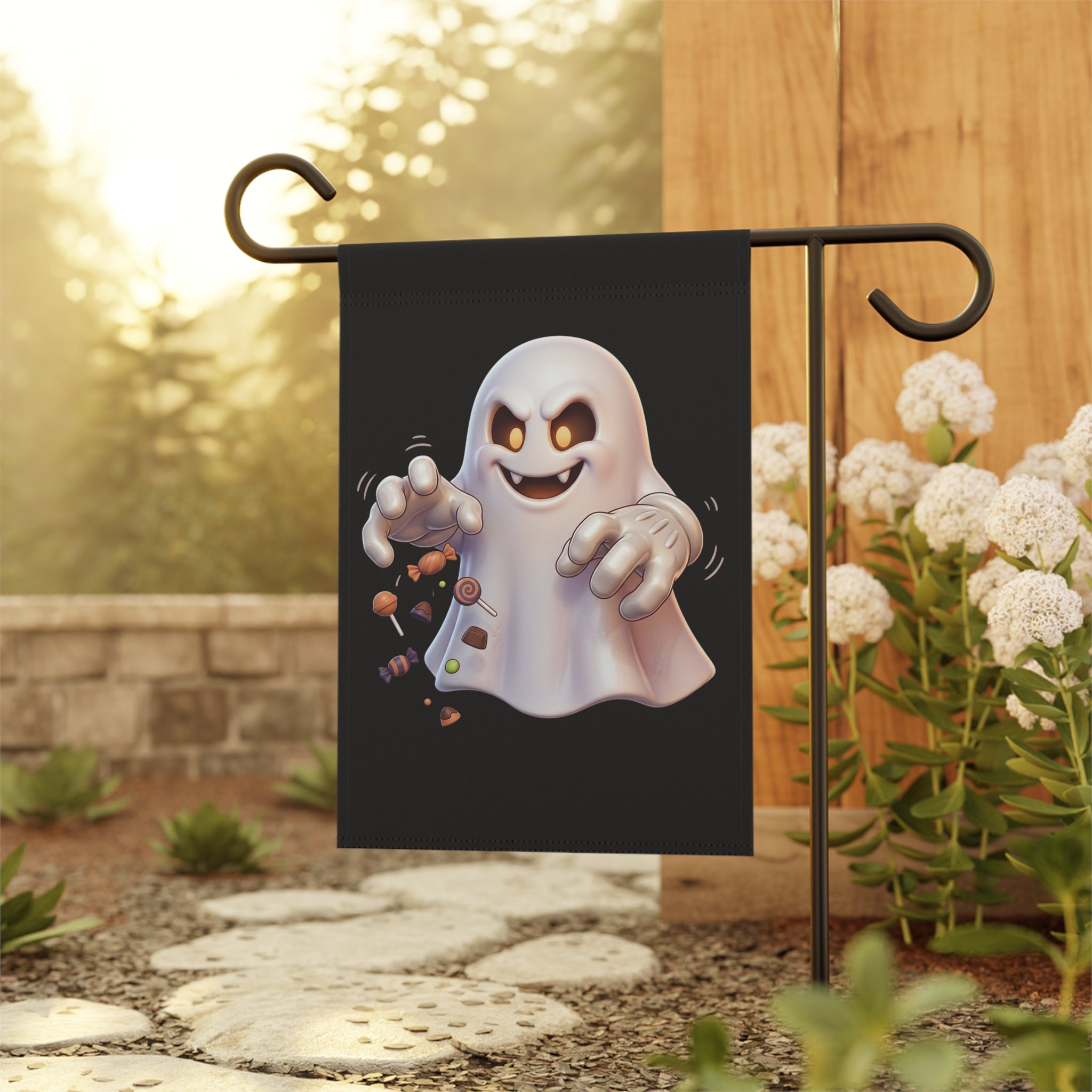 Trick or Treating Ghost Halloween Garden & House Banner