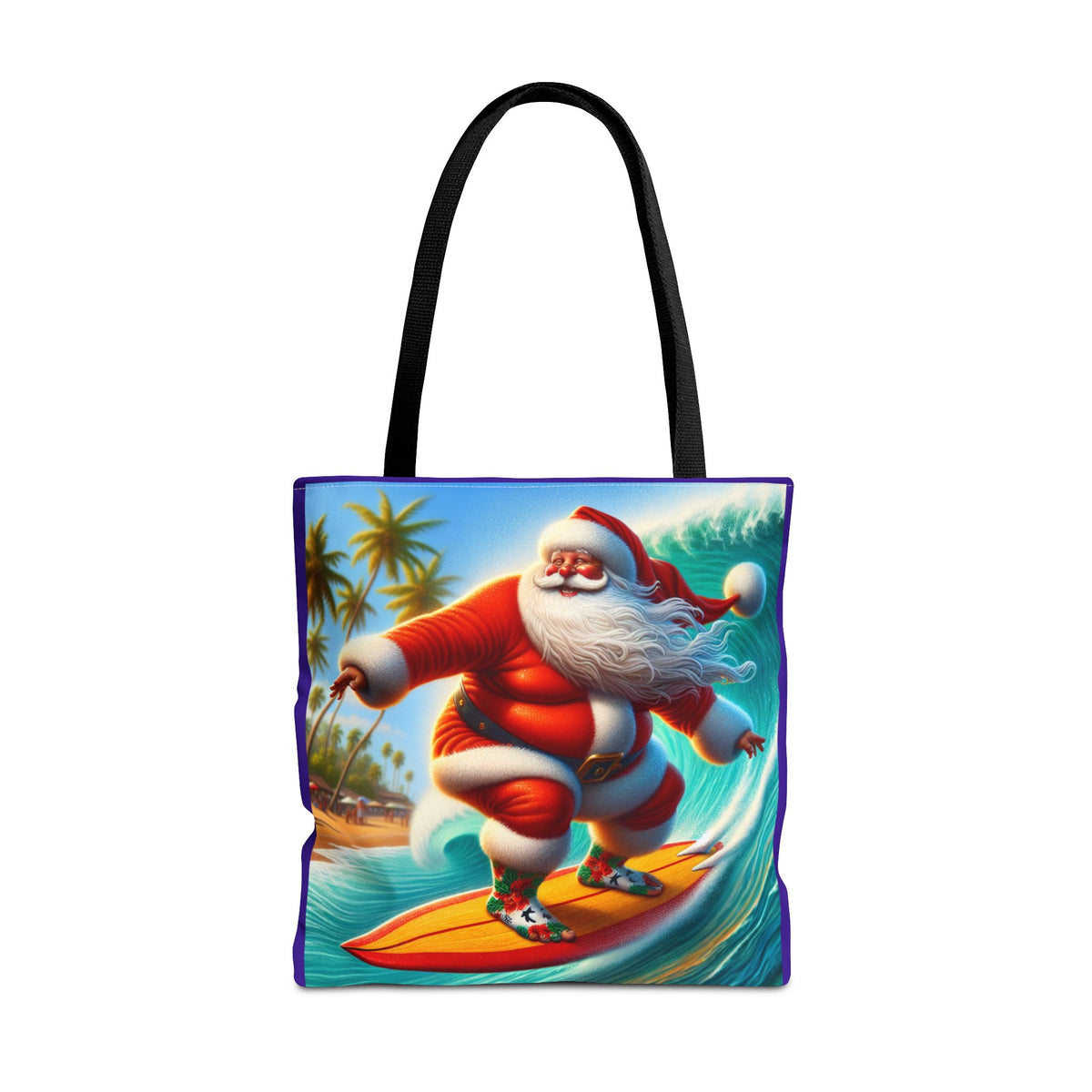 Surfing Santa Tote Bag — Tropical Christmas Beach Holiday Tote
