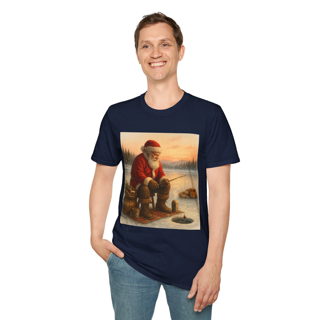 Santa Fishing Christmas T-Shirt