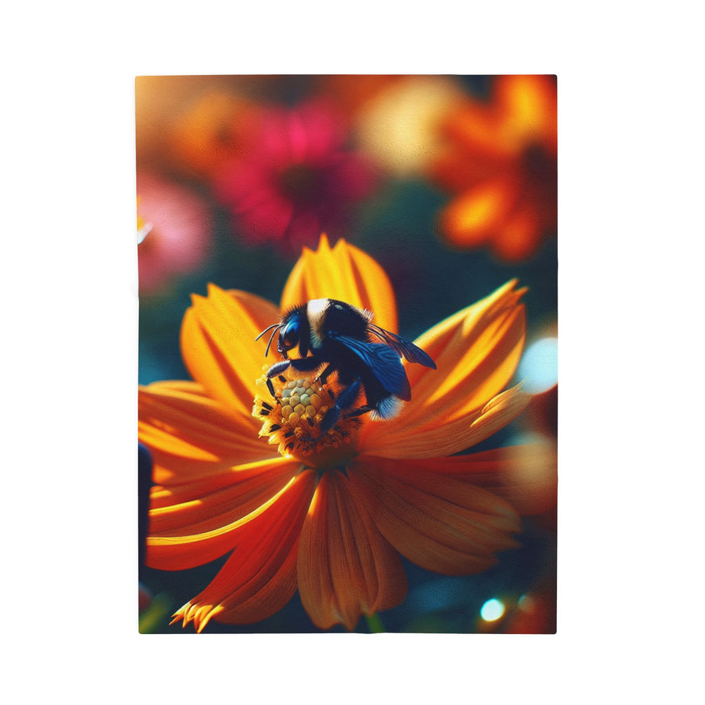 Velveteen Plush Blanket - Bee on Flower