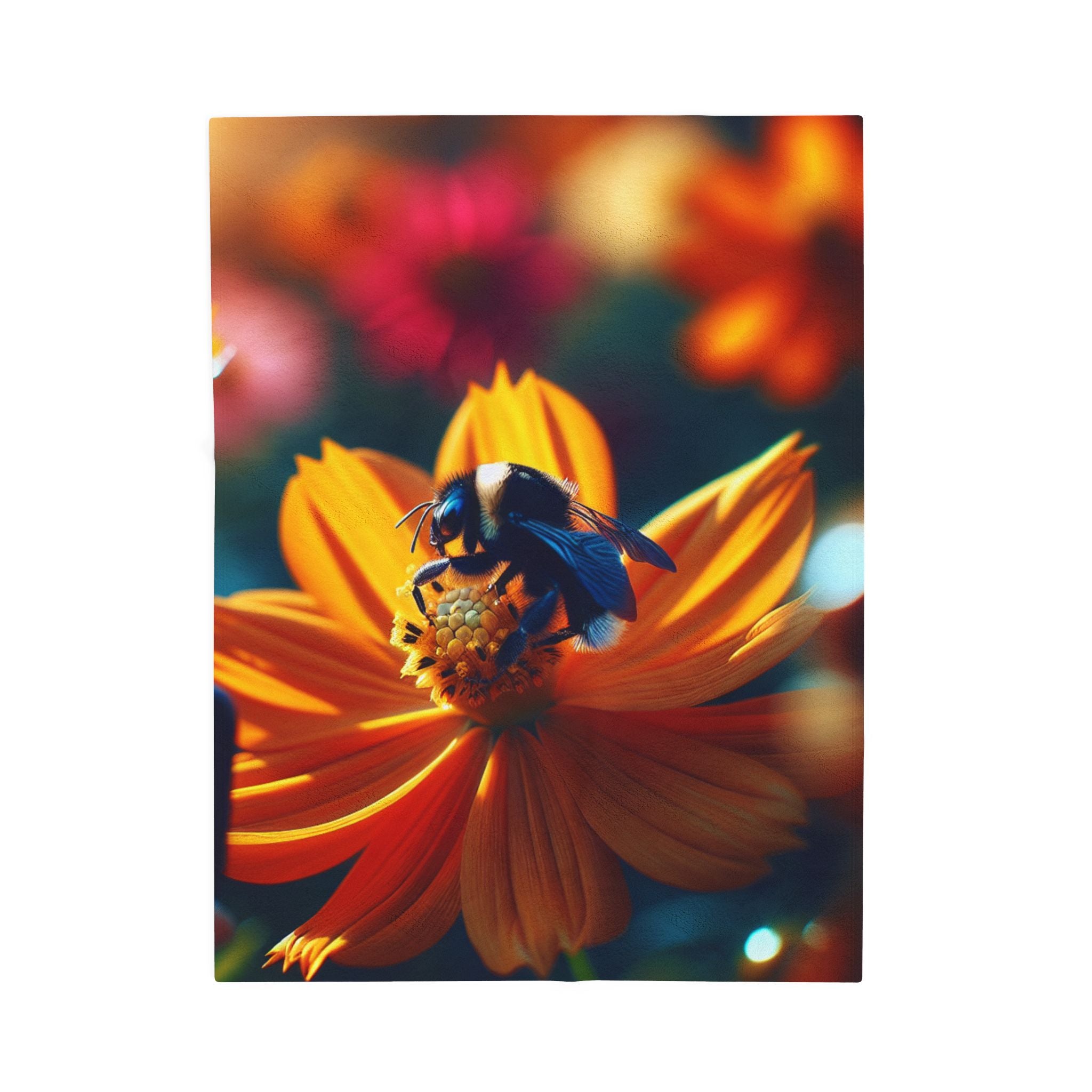 Velveteen Plush Blanket - Bee on Flower