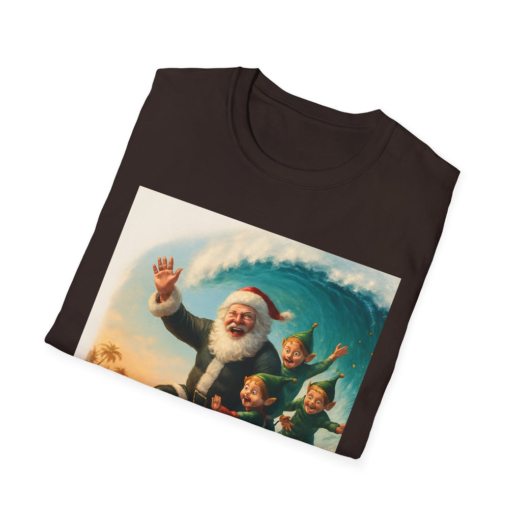 Santa Surfing T-Shirt — Retro Christmas Surfing Santa Tee
