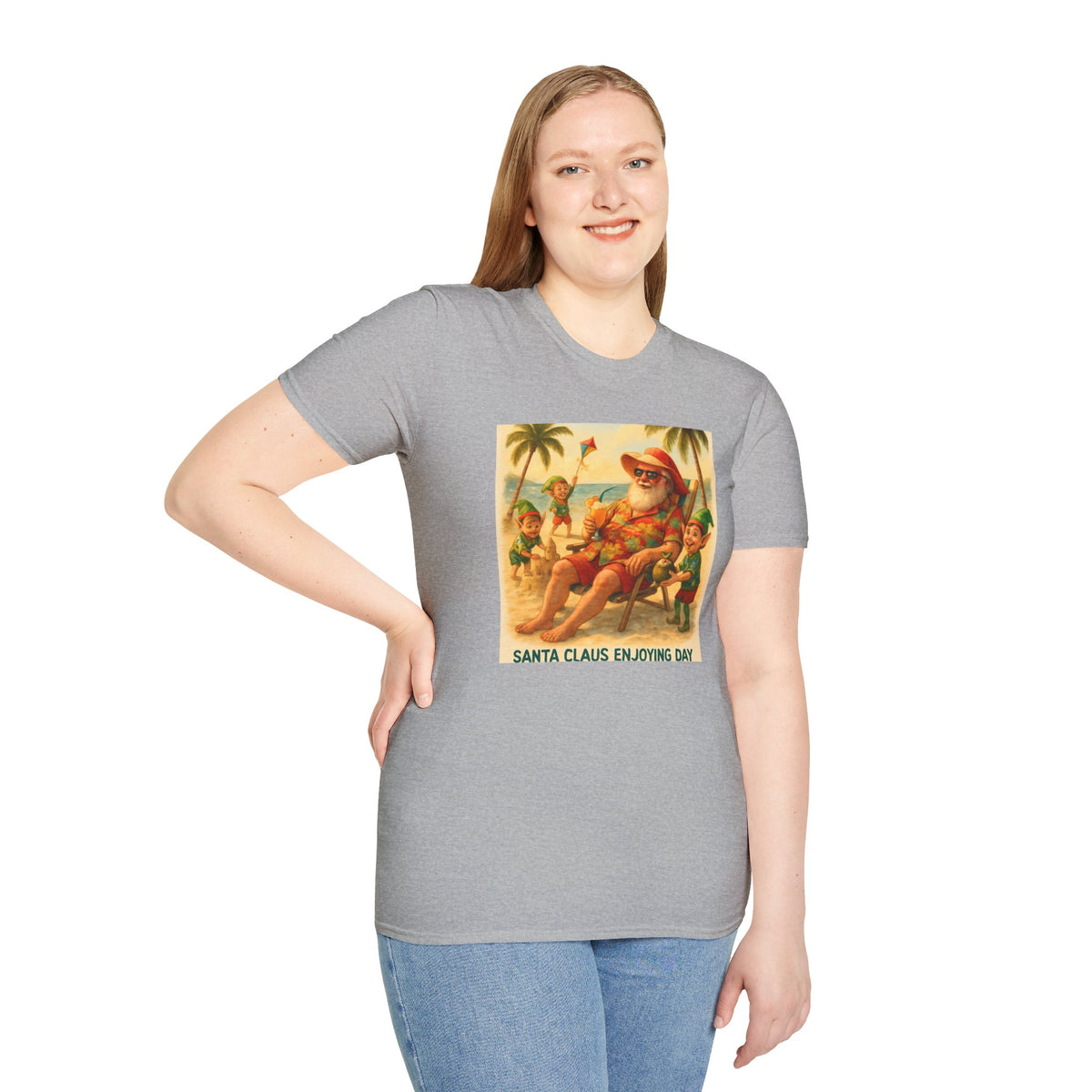 Santa Claus Enjoying Day T-Shirt – Retro Beach Holiday Tee