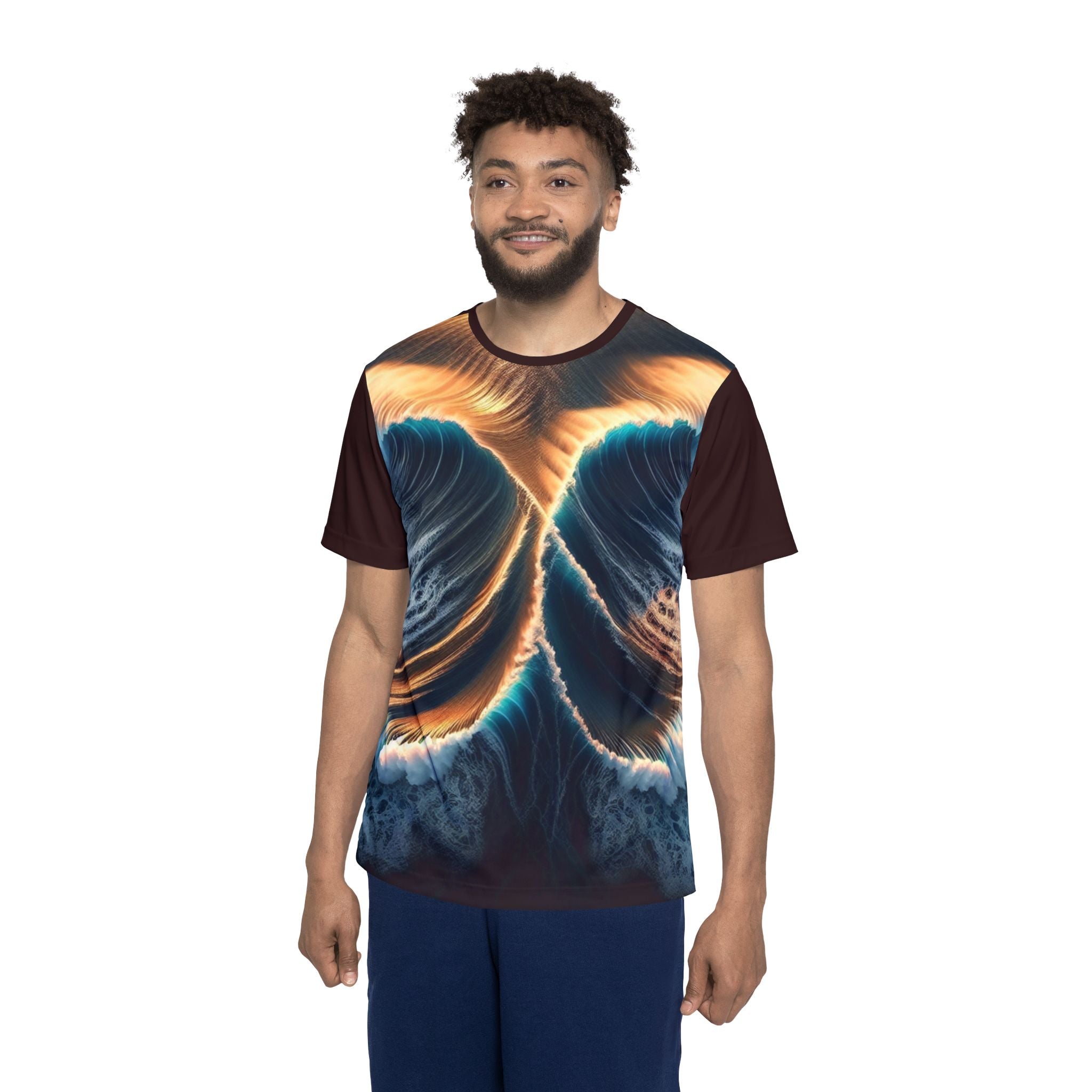 Men's Sports Jersey – Abstract Ocean Wave Graphic Athletic Tee