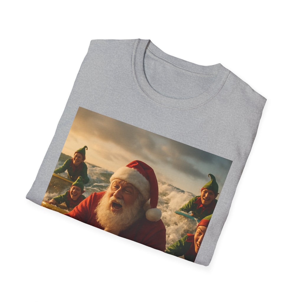 Santa Surfing T-Shirt — Funny Christmas Holiday Surf Santa Tee