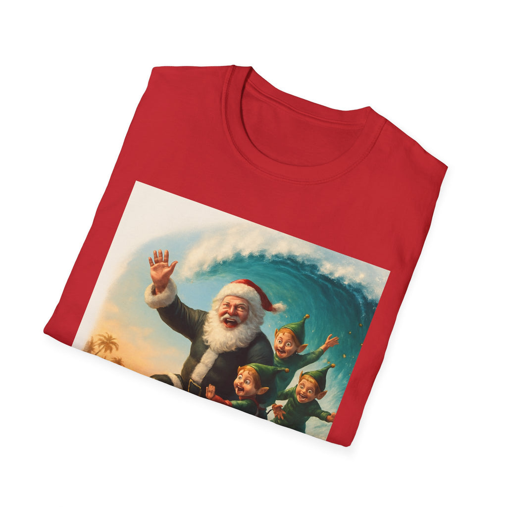 Santa Surfing T-Shirt — Retro Christmas Surfing Santa Tee
