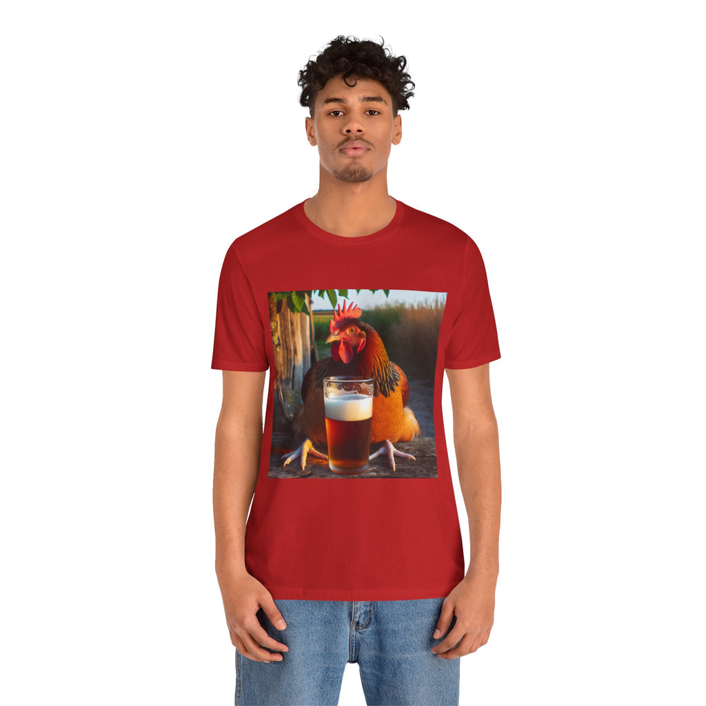 Funny Rooster with Beer Graphic Unisex T-Shirt