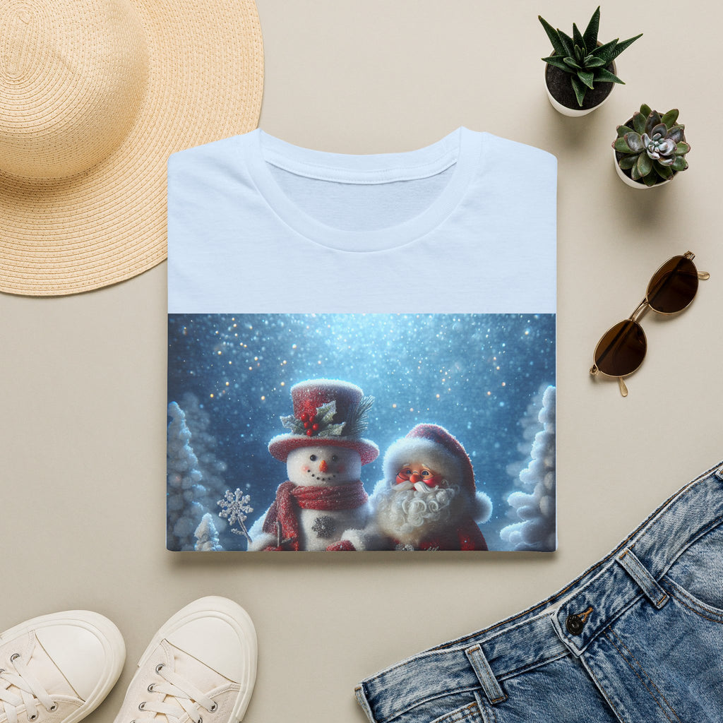 Christmas Santa & Snowman T-Shirt — Holiday Winter Scene Tee