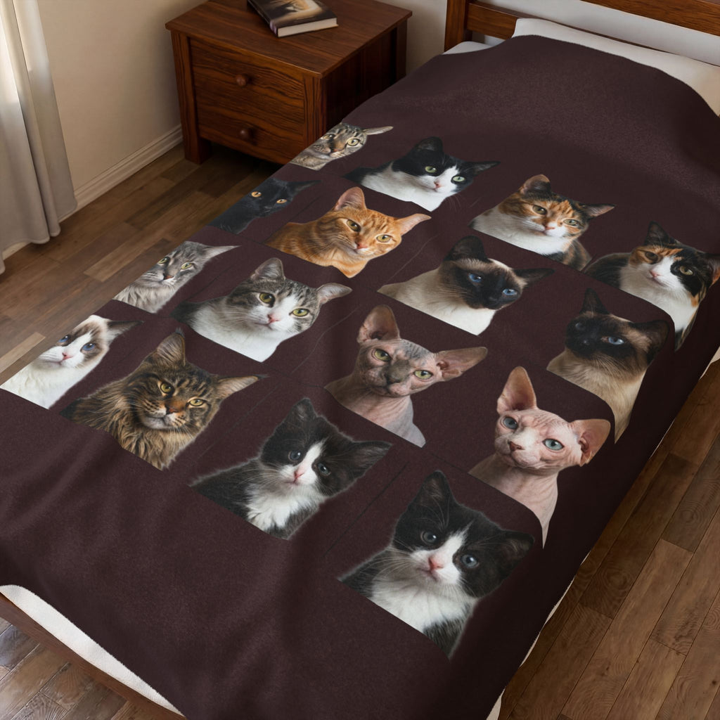 CAT LOVERS Velveteen Plush Blanket