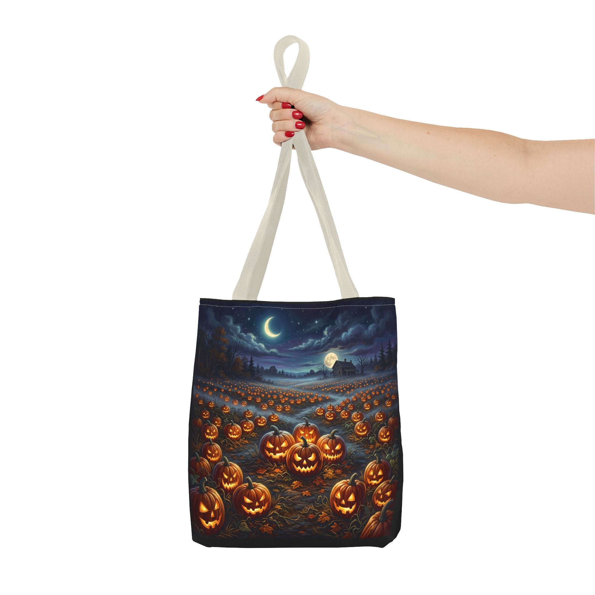Halloween Pumpkin Patch Tote Bag — Spooky Night Jack-O'-Lantern Canvas Tote