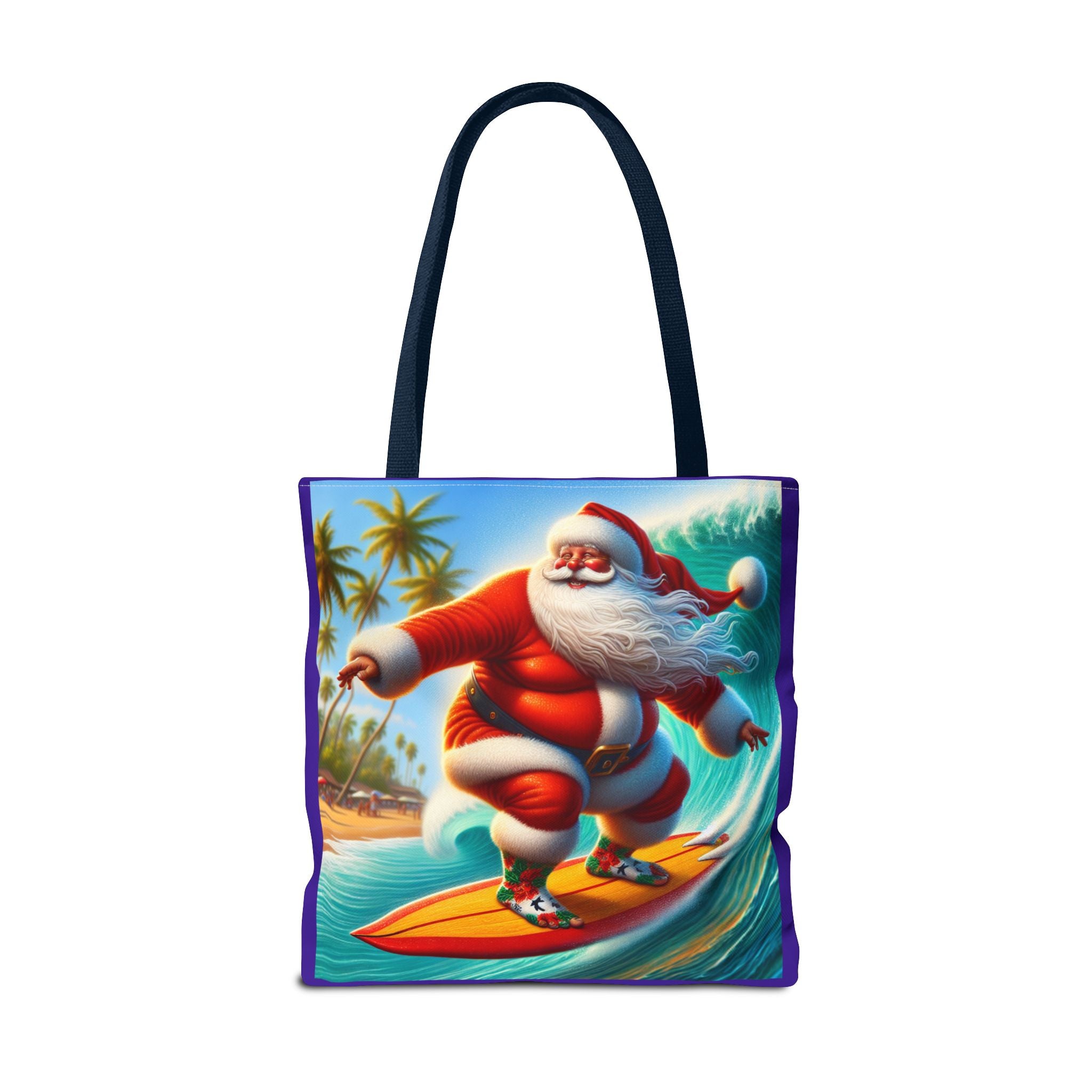 Surfing Santa Tote Bag — Tropical Christmas Beach Holiday Tote